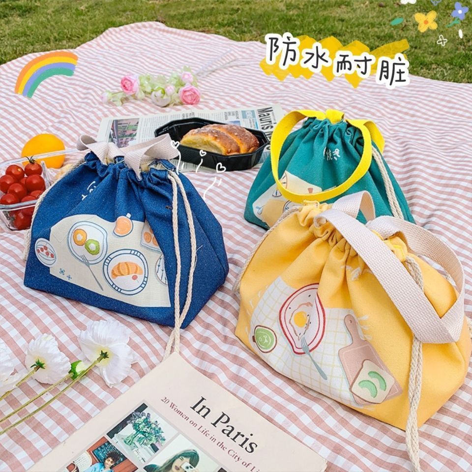 Spring Outing Picnic Lunch Bag Tote Canvas Bag Students Office Workers Simple Bento Bag Rice Bag Picnic Essential