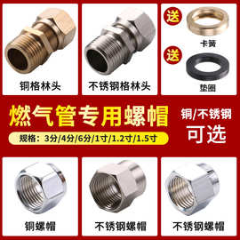 燃气管不锈钢波纹管螺帽天然气铜接头煤气螺口专用螺母4分6分3分