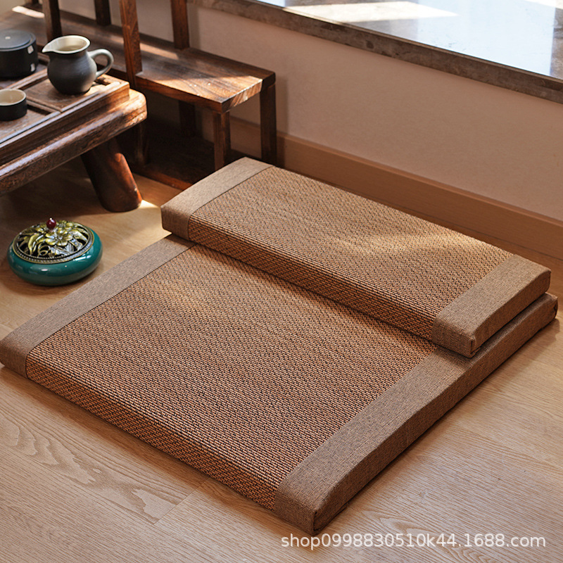 Natural Bamboo Silk Cushion Meditation Cushion Home Meditation Cushion Japanese-style Futon Home Sitting Cushion Tea Room Worship Kneeling Cushion