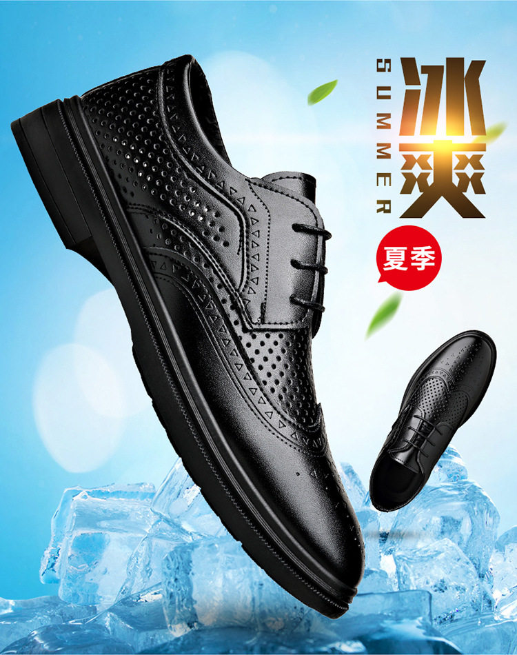 Giày da nam công sở cao cấp thoáng khí tăng chiều cao, gót vuông 3–5 cm — BK-2 màu đen chi tiết 2