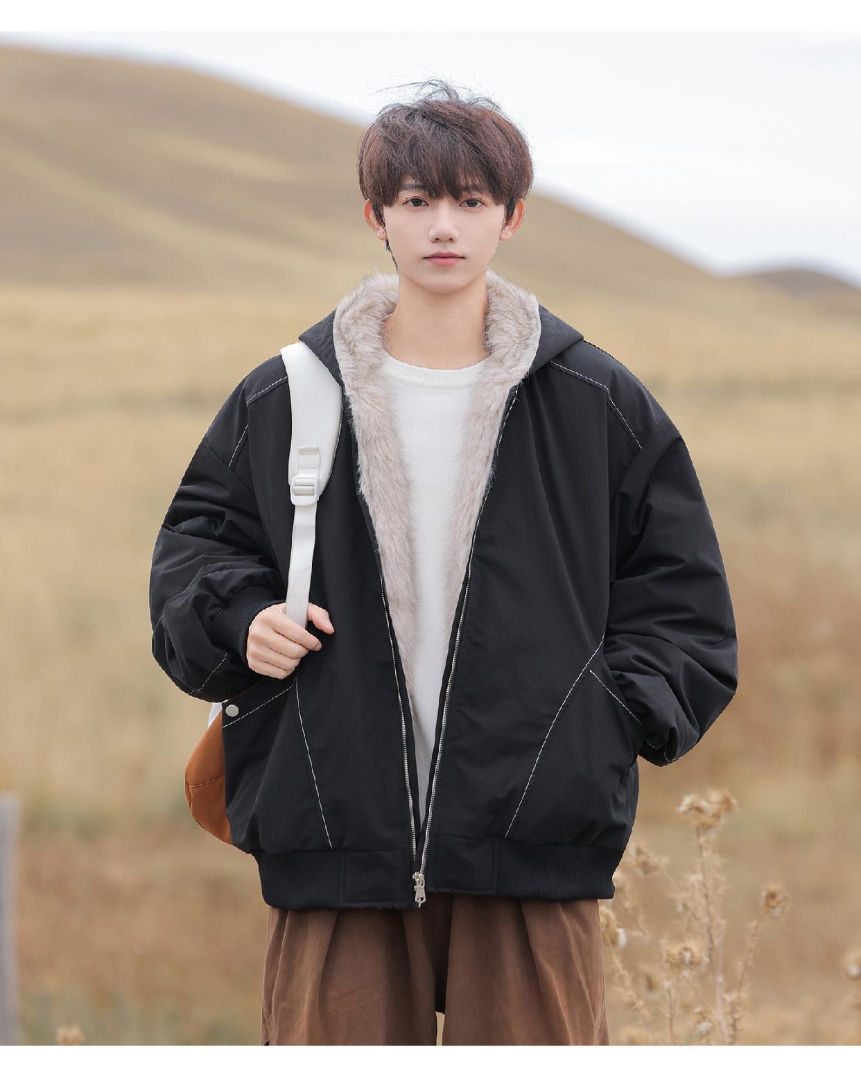 Men's White Duck Down Jacket With Feather Collar Warm Winter Coat_voghion.com