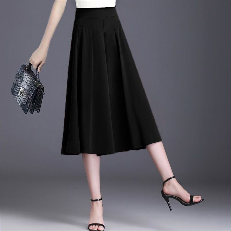 Special Offer Thin Ice Silk Cropped Pants Skirt for Women, New High-Waisted Drapey Loose Casual Wide-Leg Skirt Pants