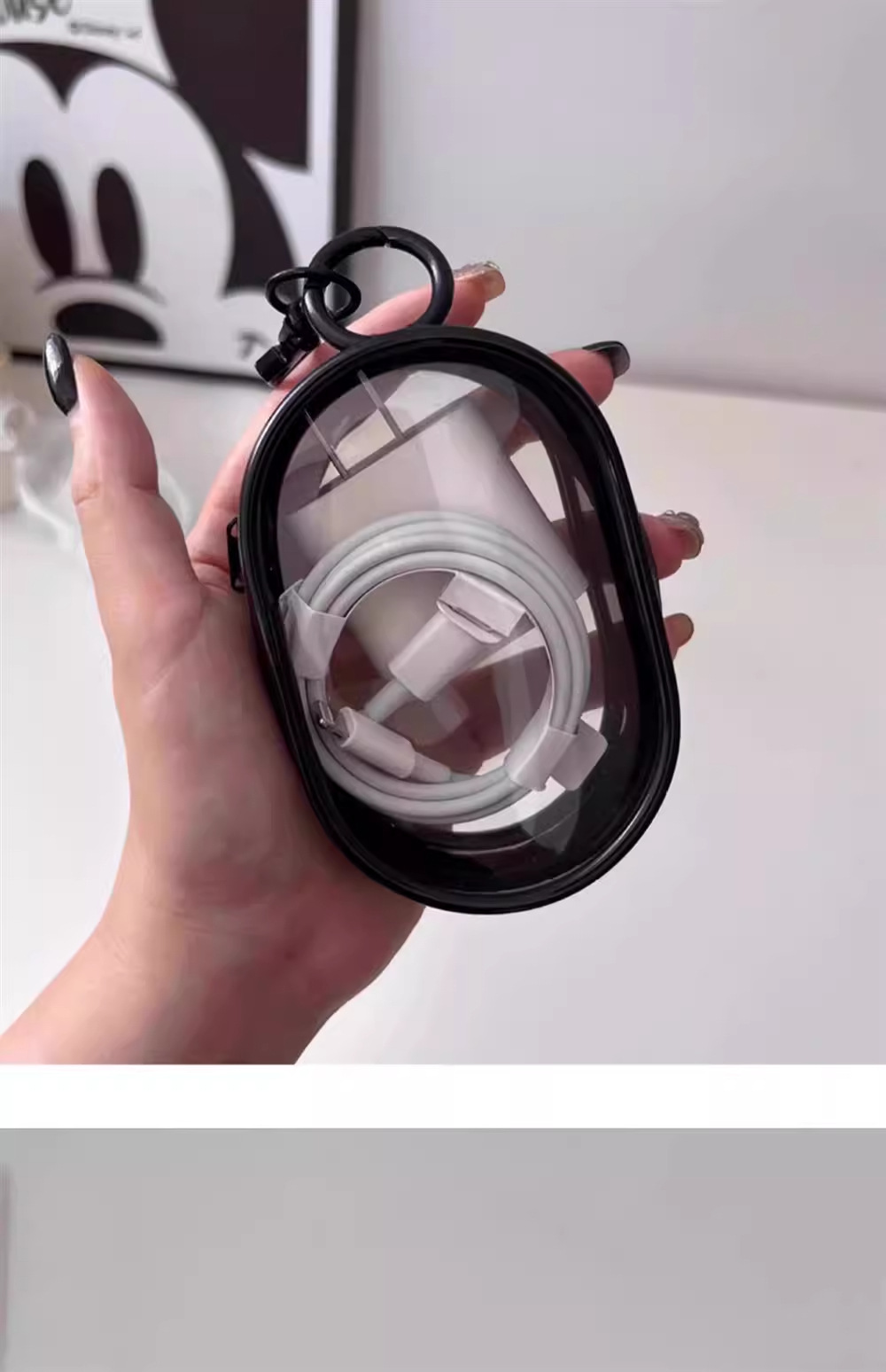 Transparente Datenkabel Aufbewahrungstasche, kleine staubdichte handgefertigte Baby-Display-Tasche, tragbare Tasche, Kopfhörer Aufbewahrungsbox, Organizer-Tasche