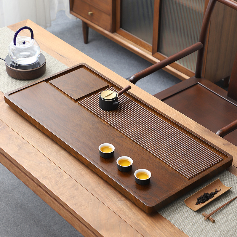 2024 New Home Classy Solid Wood Drainage Tea Tray Large and Small Dry Tea Table Tray Living Room Water Storage Tea Tray