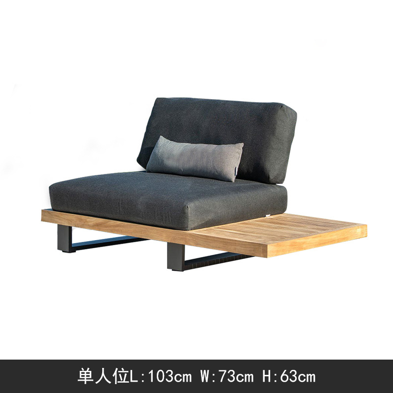 Sofá al aire libre patio jardín de madera maciza combinación de ocio al aire libre balcón impermeable muebles de teca caña