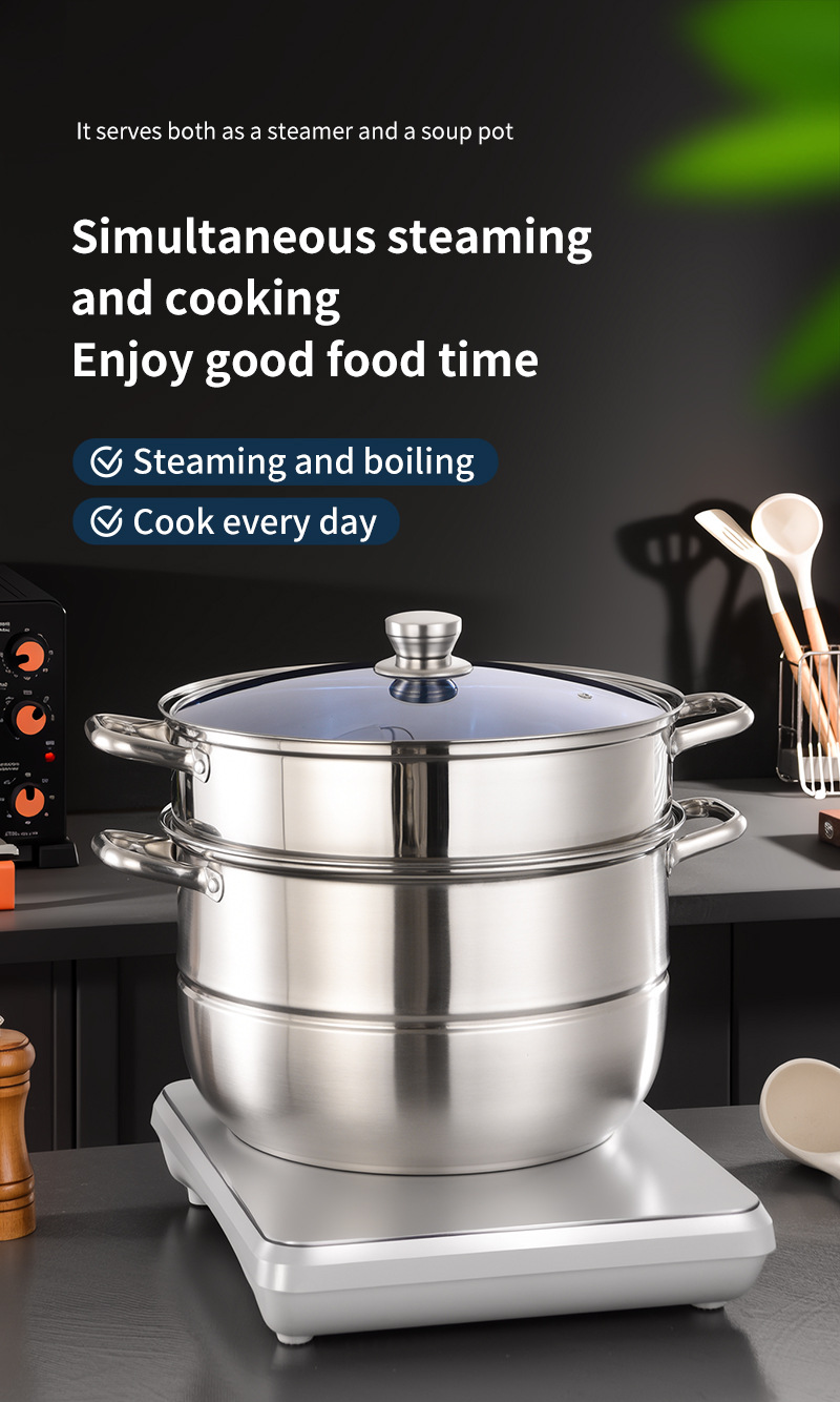 Stainless Steel Multifunctional Soup Pot And Steamer Cookware Set_voghion.com