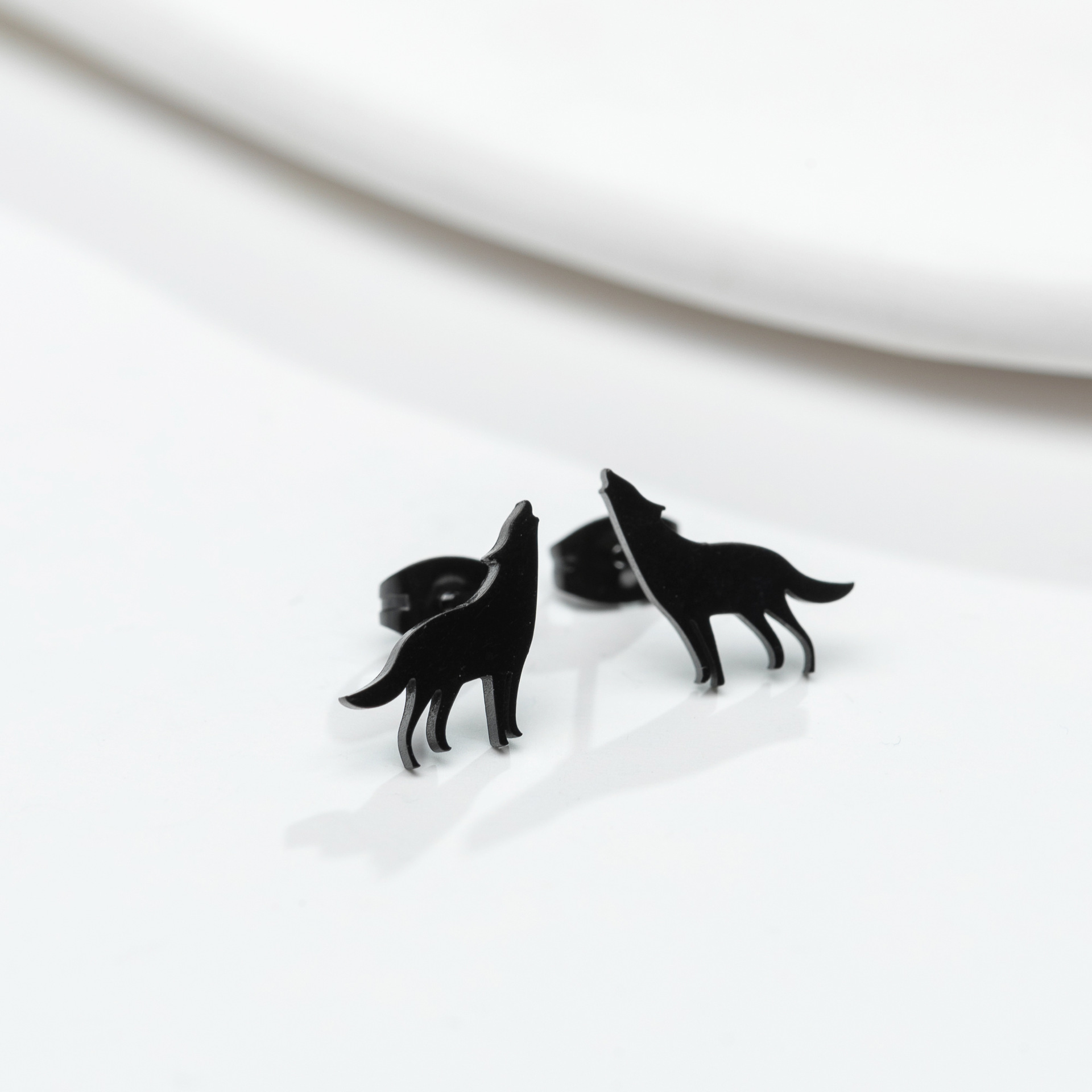 Cute Wolf Titanium Steel Ear Studs Plating No Inlaid Stainless Steel Earrings