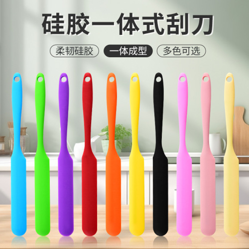 Factory Stock Wholesale Silicone One-Piece Long Strip Cake Butter Spatula Mixing Knife Baking Tool Silicone Scraper