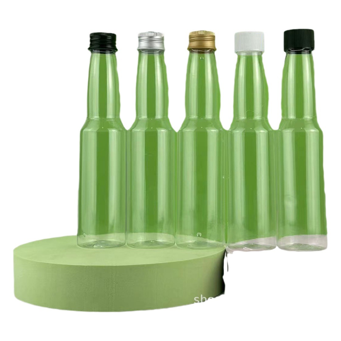 Botella de soda de 30mlpet 100ml botella de plástico con tapa de aluminio 150ml botella de cuello largo transparente 50ml botella de vino de plástico