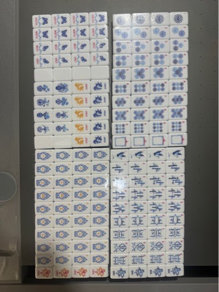 American blue and white porcelain acrylic mahjong tiles, 160 pieces, home gift set, hand-cranked crystal tiles
