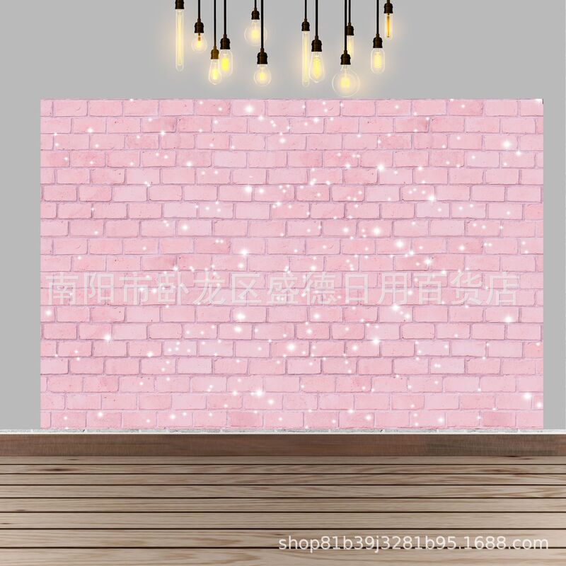 Cross-border pink flash brick wall party decoration photo banner girl female photo studio background cloth props