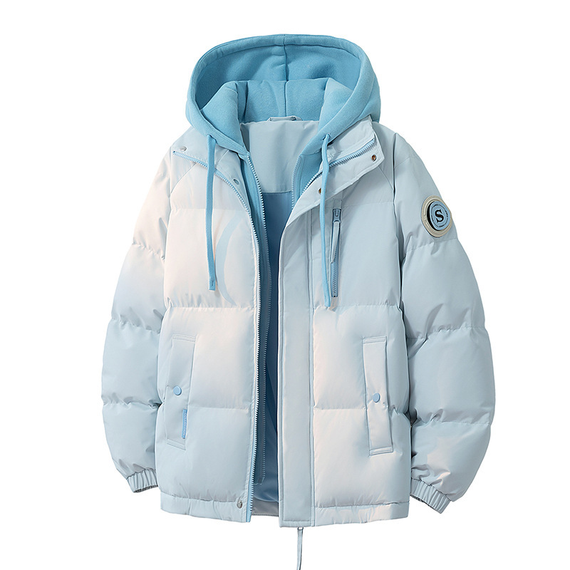 Alternative Brand down Cotton Jacket for Women, 2025 New Winter Stylish Student Hooded Faux Two-Piece Cotton Coat