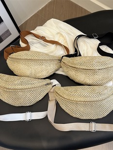 (Cross-border trading), (Wholesale), summer woven small belt bag, fashionable shoulder bag, bag strap one shoulder, straw chest bag, Korean style