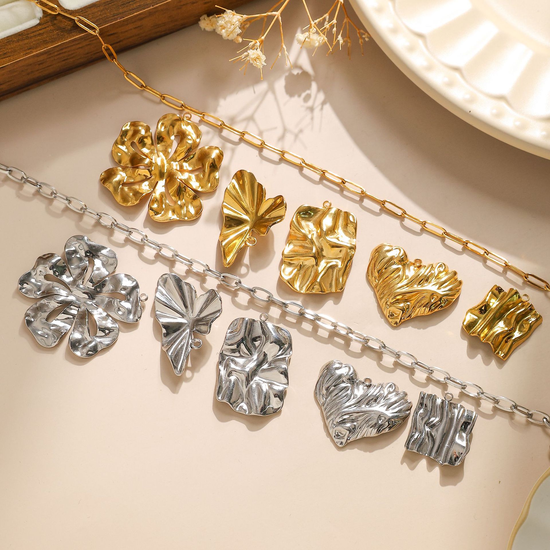 4g Weight Pendant Jewelry Making Type 1 Piece 304 Stainless Steel Heart Shape Flower Pendant