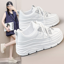 W3615新款板鞋亮片2023夏季潮小白鞋厚底内增高时尚休闲鞋学生鞋
