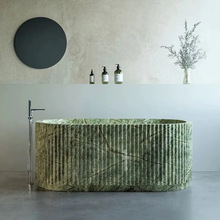 天然大理石一体浴缸高端别墅沐浴间酒店民宿独立圆形浴盆泡澡盆池