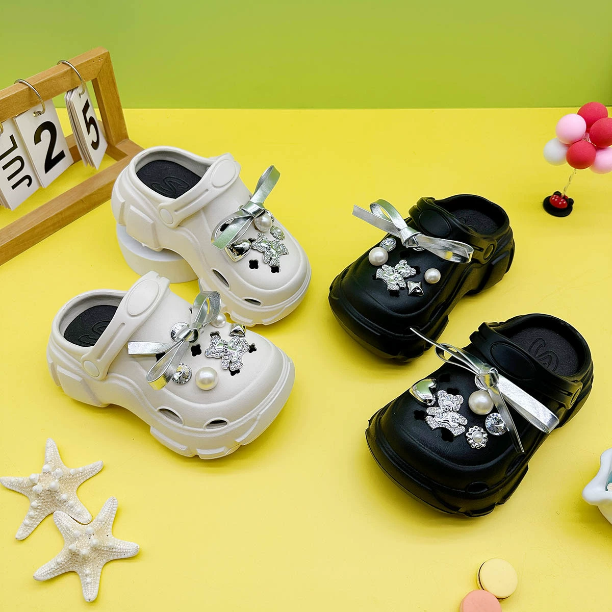 Новые модные мужские и женские детские тапочки серебряный ремень с бантом