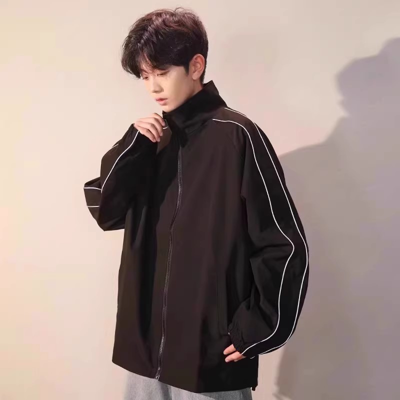 Casual 2024 primavera y verano delgado estilo coreano suelto chaqueta de punto de cuello alto para hombre trabajo a prueba de viento chaqueta ropa de todo fósforo