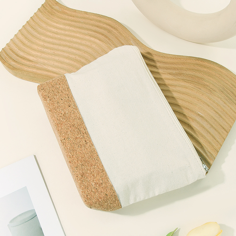 Bolsa de almacenamiento de lona de algodón y corcho original, bolsa de cosméticos con forro, bolsa de embalaje de regalo de alta calidad, se puede personalizar con logotipo y se puede llevar en la mano