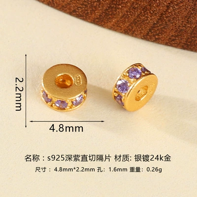 Zərgərlik ara hissələri | Spacer Pads for Jewelry - 5mm-925-sterling-silver-deep-purple-faceted-spacer-beads