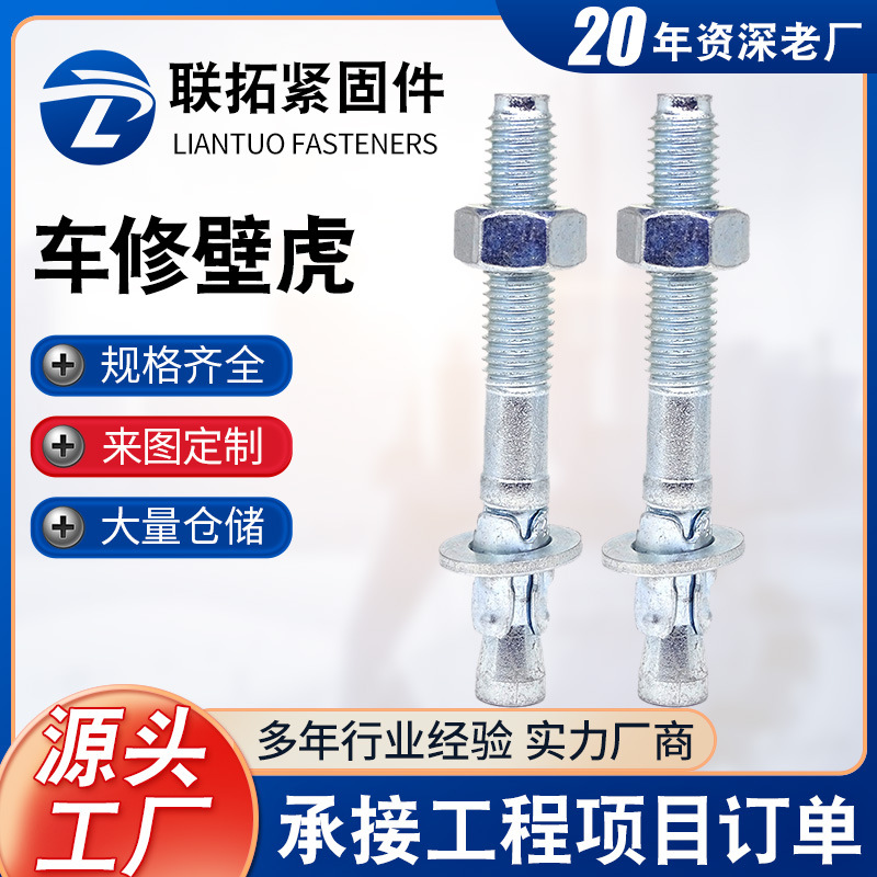 厂家现货供应高强度膨胀螺栓拉爆攀岩钉重型膨胀螺丝 车修壁虎