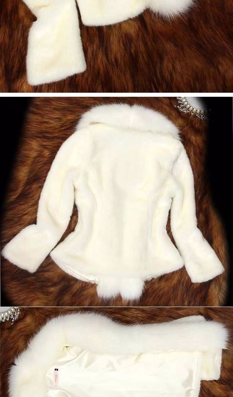Export foreign trade Spring and Autumn New imitation fur coat women's short special coat imitation mink imitation fox fur collar slim fit