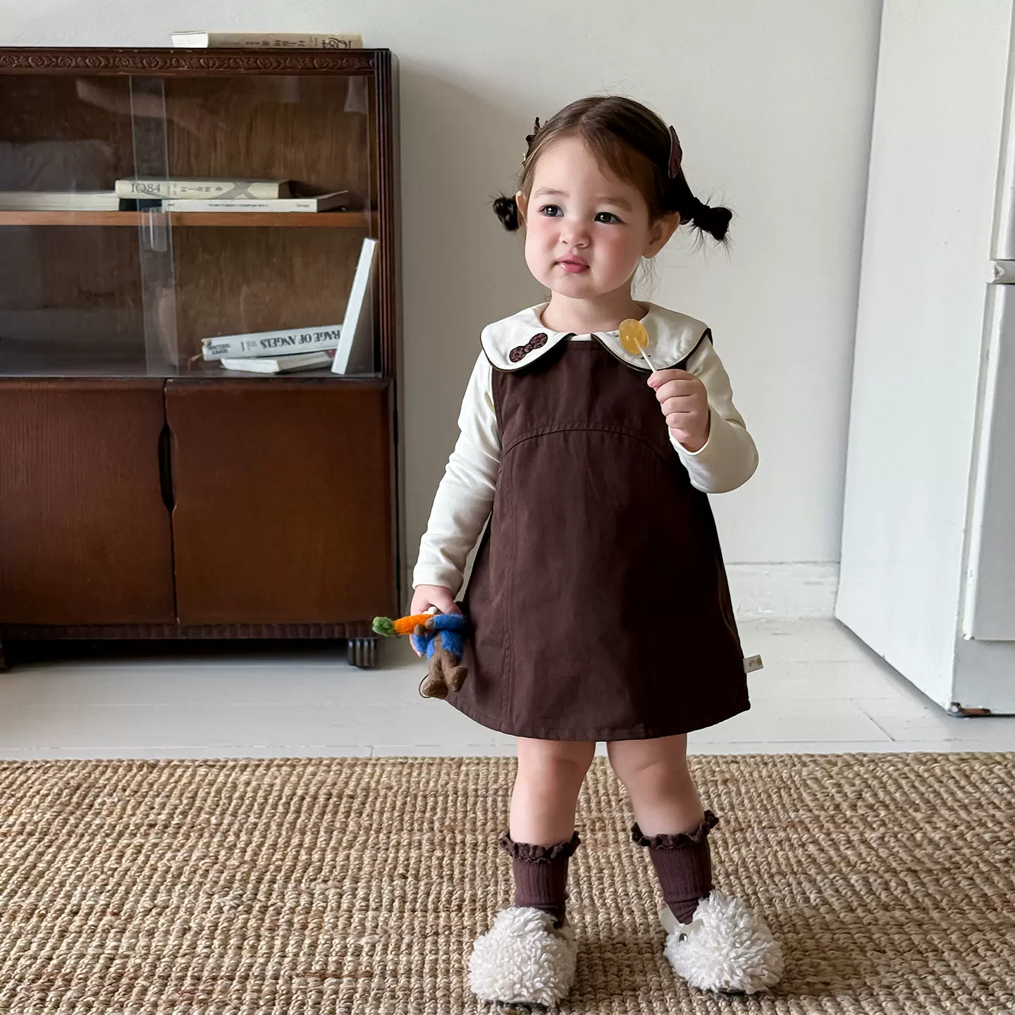 蔗梨童装女童连衣裙2025新款秋装背心裙一周岁女孩衣服女宝宝裙子