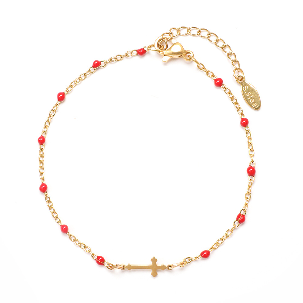 Stainless Steel Simple Style Cross Enamel Plating Bracelets display picture 17