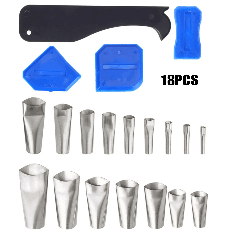 18件套填缝工具涂抹器喷嘴密封胶灌浆刮刀不锈钢窗户厨房浴室