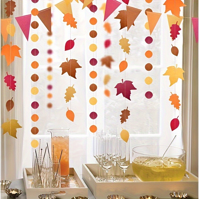 Amazon Thanksgiving Decorative Maple Leaf Flower Banner Family Atmosphere Flag Hanging Festival Decoration Flag Seam Hanging Decoration