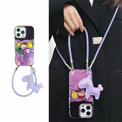Ins Hug Money Sleeping Girl Pony Pendant Iphone16Promax Mobile Phone Case 15Pro Satchel 14Promax