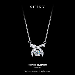 New Live Supply Moissanite Bow Necklace, Feminine and Smart Clavicle Chain, Exquisite Butterfly Gift Pendant