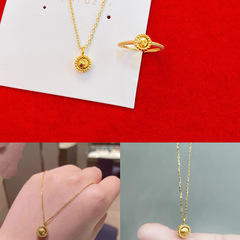 Gold-Plated Brass Cat's Eye Fortune Bead Ring | Vietnamese Saigon Gold Cat's Eye Fortune Bead Pendant Jewelry &mdash; Perfect Gift for Your Girlfriend