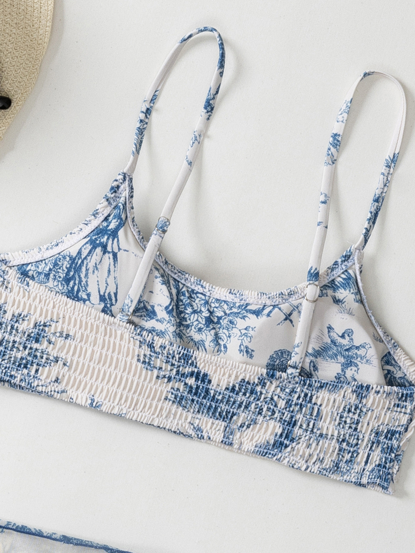 Women's Split Bikini Three-piece Swimsuit Floral Beach Wrap Set_voghion.com