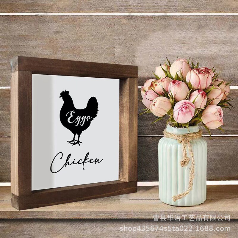 Desktop Farmhouse Wooden Logo Wooden Frame Photo Frame Art Solid Wood Sign American Country Art Sign Plate Ornaments