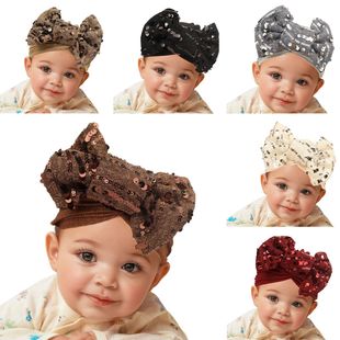2025 European and American New Style Kidsren's Ethnic Style Bow Indian Turban Hat Kidsren's Warm and Comfortable Pullover Hat Export