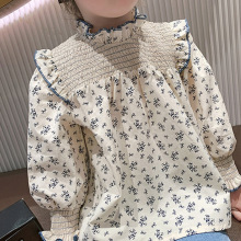 2023新款童装女童碎花衬衫儿童长袖上衣宝宝洋气春装棉质衬衣791