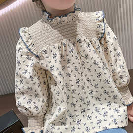 2023新款童装女童碎花衬衫儿童长袖上衣宝宝洋气春装棉质衬衣791