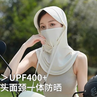 Summer Riding Sunscreen Mask Women's Neck Protection Mask UV Protection Ear Hanging Headgear Ice Silk Breathable Sunshade Veil