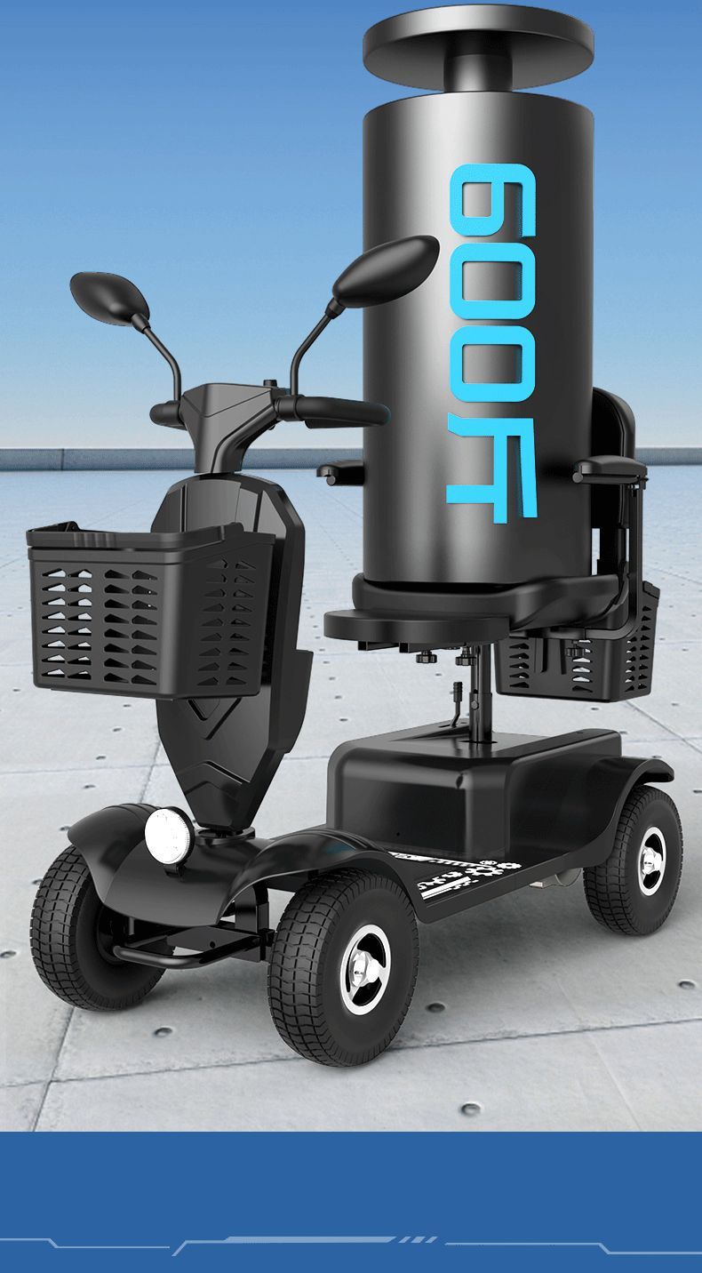 Elderly Mobility Scooter, Four-Wheel Electric Vehicle for Disabled People, Two-Seater Elderly Power-Assisted Vehicle, Small Household Electric Scooter, Low-Speed Foldable