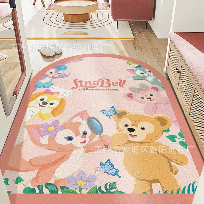 Cartoon easy-to-clean entry mat, suitable for home entrance, lazy family use, waterproof and anti-slip foot mat, washable and cuttable carpet