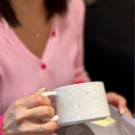 美式波点混合陶瓷水杯陶瓷家用情侣喝水杯女生办公室茶杯咖啡杯
