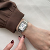 Silver square brand watch, retro steel belt, simple and elegant design