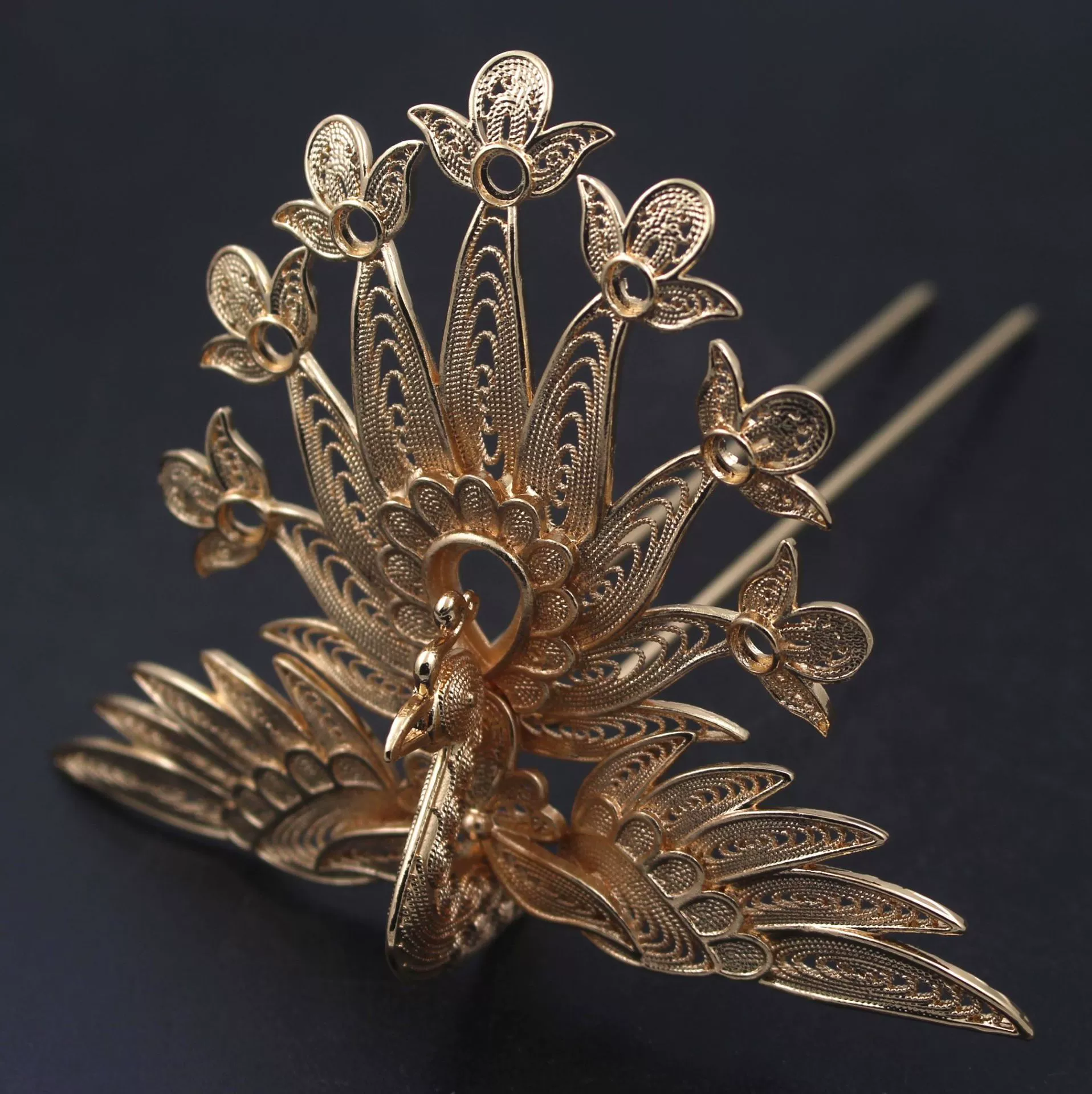 Phoenix with tassels, copper Hanfu, Chinese hairpin, hair accessory