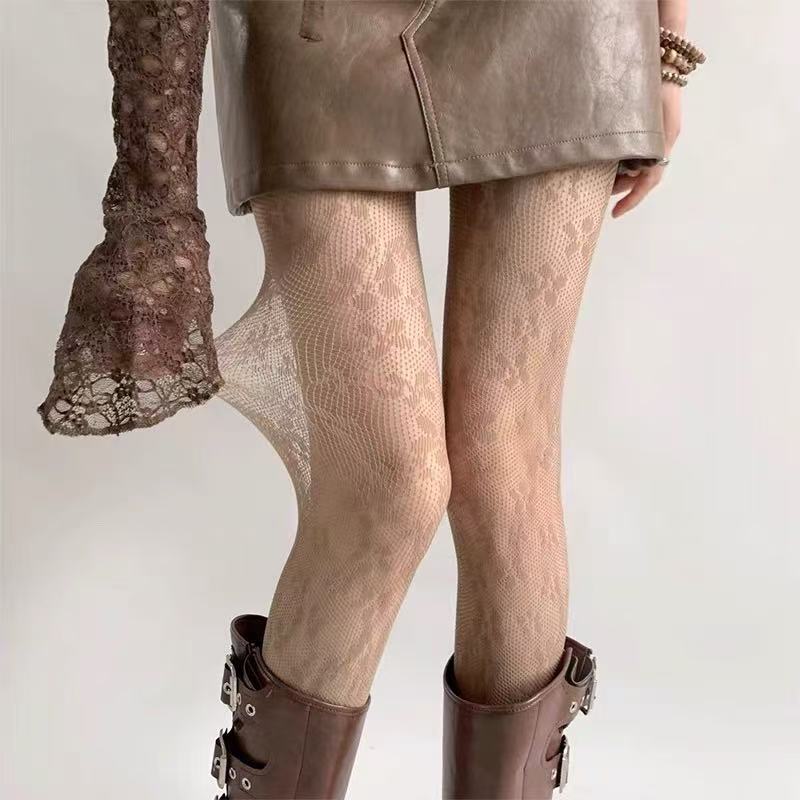 Sexy and Interesting Lace Jacquard Small Flower Mesh Hollow Pure Lust Pantyhose