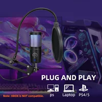 Конденсаторный микрофон RGB USB-микрофон для прямой трансляции, микрофон для прямой трансляции, ветрозащитный чехол, полный комплект, трансграничная оптовая продажа, эксклюзивная поставка