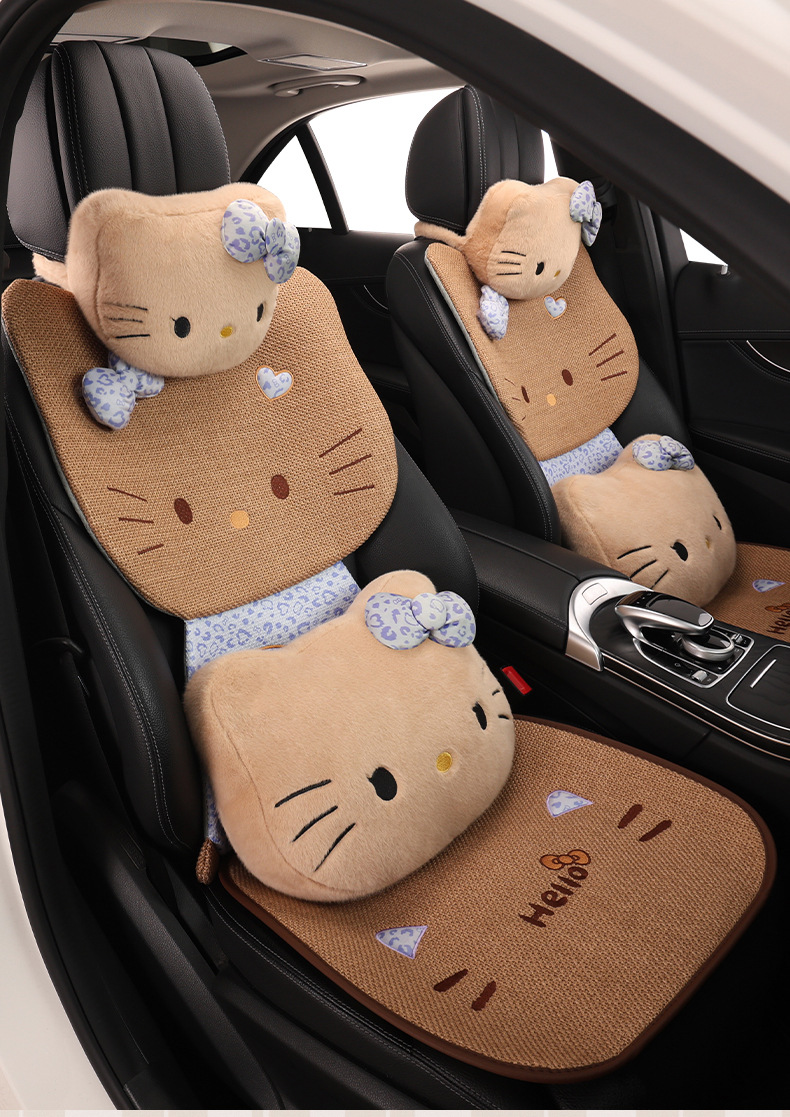 Cute cartoon cat car seat cushion for women, suitable for all seasons, for BMW 325li ix1 ix3 x1 x3