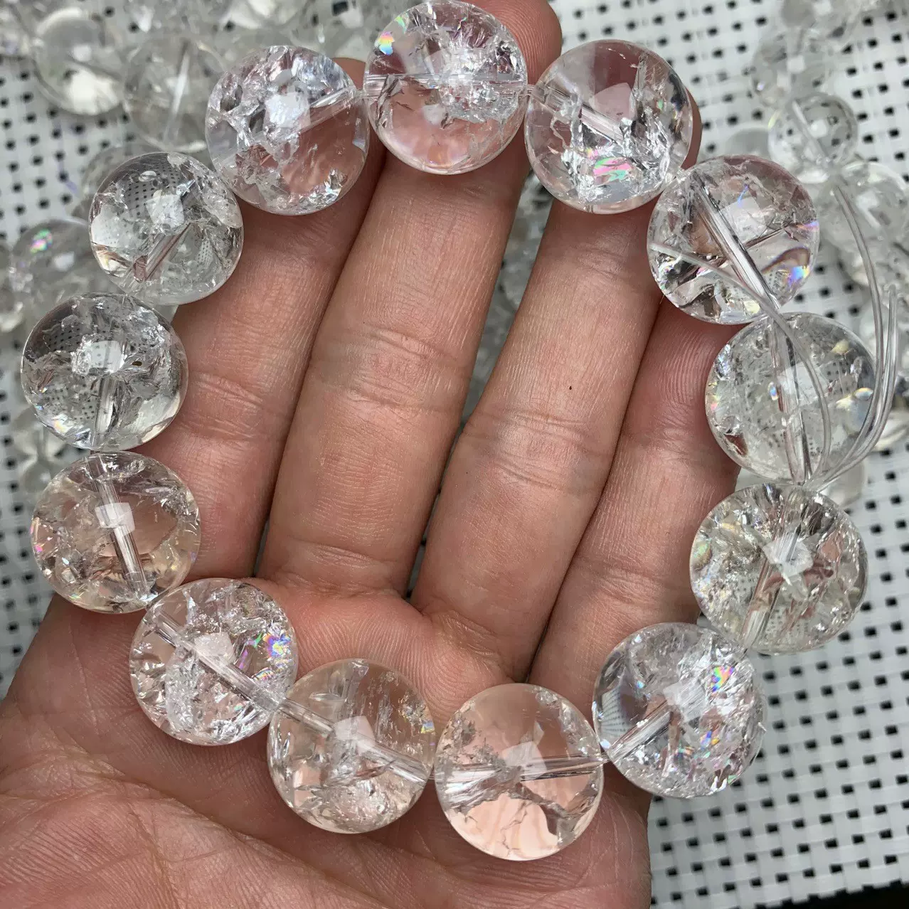 天然阿赛彩虹白水晶手链时尚OL白色天使阿塞斯特来白水晶流行手串