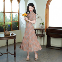 夏露2025年春夏新款日常复古长款修身奥黛苏州改良旗袍连衣裙女装
