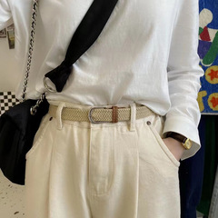 Korean Version Super Convenient Lazy No-Hole Elastic Belt for Women, New Casual Belt for Men and Women, Student Weaving Pants Belt, Simple and Minimalist